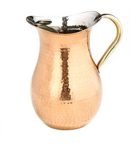 Jarra redonda de estilo europeo de cobre 100% cobre puro bueno para la salud encimera de cocina decorativa jarra de agua antideslizante - Product Image 1