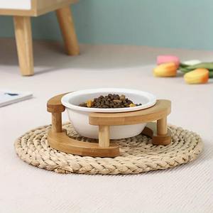 Pet <b>bowl</b> feeder <b>wooden</b> <b>stands</b> cheap price feeding <b>bowl</b> holder for <b>dogs</b> and cats on natural wood <b>stand</b> - Product Image 2