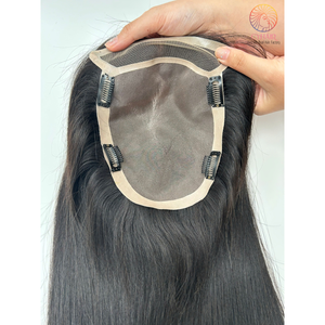 Vendedores de cabello de la mejor calidad 100% Cabello humano Topper Color negro 6X8 pulgadas Hecho de cabello natural humano virgen sin procesar Topper - Product Image 2