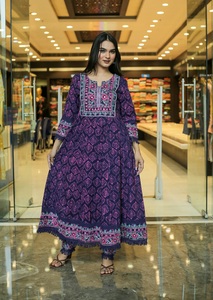 ชุด anarkali kurti ปักผ้าฝ้ายแท้สีม่วงสำหรับผู้หญิงเสื้อผ้าชนเผ่าชุดปาร์ตี้อินเทรนด์สุดพิเศษ - Product Image 6
