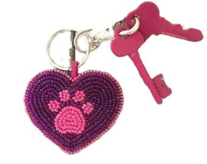 Nouveauté, porte-clés en forme de cœur fait main avec des motifs perlés, couleurs rouge et rose, bijoux de mode pour femmes et filles - Product Image 6