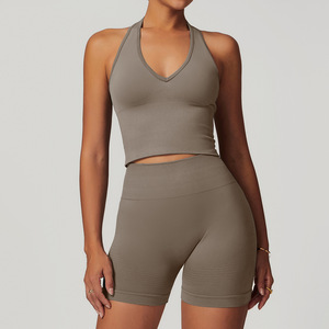 Ensemble 2 pièces pour femmes, ensembles de yoga pour femmes, tenue courte à deux pièces, hauts et leggings courts taille haute pour femmes 2026 - Product Image 3