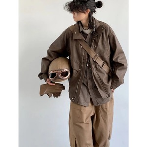 เสื้อแจ็กเก็ตหนังขี่มอเตอร์ไซค์สำหรับผู้ชายเสื้อโค้ทนันลมและอากาศทรงหลวมกระดุมเดียวสำหรับฤดูหนาว - Product Image 3