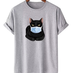 Camisetas Personalizadas Extra Grandes para Hombre con Estampado de Gato, Camisetas de Algodón Jersey Hechas a Medida, Transpirables, Estilo Casual de Verano - Product Image 5