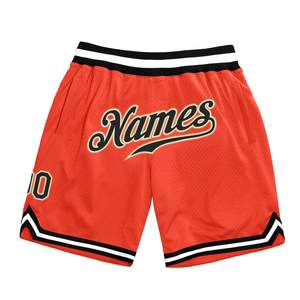 Wholesale Custom Orange Black Old Gold Authentic Throwback Basketball Shorts High Quality <b>Elasticated</b> Waist Streetwear Shorts - Product Image 1