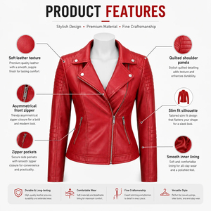 Chaqueta de Cuero para Mujer Diseñada para la Versatilidad Diaria con Material Resistente, Cómoda de Usar y una Silueta Moderna - Product Image 6