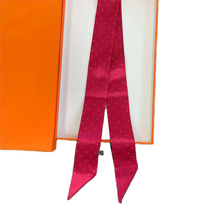Écharpe fine en soie à imprimé floral licorne bleue pour <span class=keywords><strong>femme</strong></span>, accessoire de mode pour le cou, petit ruban pour poignée de sac - Product Image 6