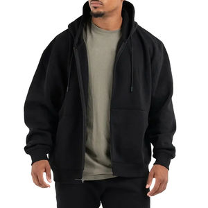 Veste 100% coton pour hommes, sweats à capuche zippés Streetwear surdimensionné vierge, sweat à capuche avec logo personnalisé et poids lourd, sweat à capuche zippé pour hommes - Product Image 3