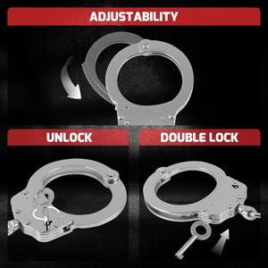 Menottes Réglables en Acier Robuste à Double Verrouillage avec 2 Clés Artisanat en Métal - Product Image 5