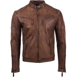 Nouvelle Veste en Cuir de Mouton et Toile avec Col Montant, Coupe-Vent, Logo Frontal pour Hommes, Formelle Hiver - Product Image 4