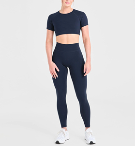 Vente en gros Premium Stretch Leggings de yoga taille haute pour femmes Vêtements de sport taille élastique pour Fitness Running Leggings à motif solide - Product Image 3