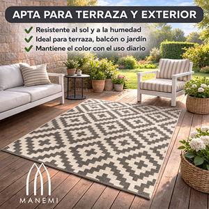 Alfombra Moderna Geométrica de Polipropileno Ligero y Duradero, Hecha a Máquina, para Interiores/Exteriores, Patio, Balcón, Sala de Estar, Fácil de Limpiar - Product Image 5