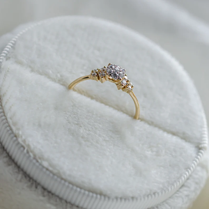 Bague de fiançailles élégante pour femme en or massif 14 carats avec grappe de diamants de laboratoire en argent, bijoux raffinés pour mariage, anniversaire, fête - Product Image 4