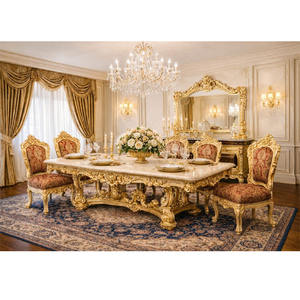 Juego de Mesa y Sillas de Comedor Estilo Francés, Alta Calidad, Precios de Mayoreo, Hecho a Mano, Juego de Mesa para 8 Personas, Mueble Curio Estilo Americano - Product Image 1