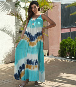 คอลเลคชั่น2024โบฮีเมียนสำหรับผู้หญิงเดรสแม็กซี่แขนกุดและเว้าหลังมัดย้อมผ้าเรยอนมัดย้อมสำหรับฤดูร้อน - Product Image 4