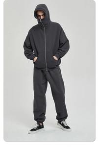 เสื้อฮู้ดซิปโอเวอร์ไซส์สำหรับผู้ชายผ้าคอตตอนปักลายเต็มหน้าหนาและซิปคู่ - Product Image 6