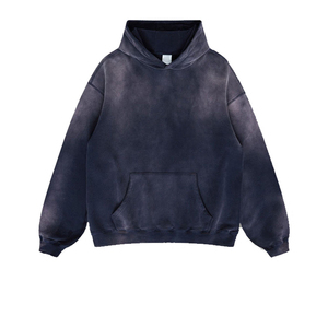 Nueva ropa de calle sudaderas con capucha pulóver tela de secado rápido en blanco Vintage doble capa lavado ácido transpirable sudaderas con capucha desgastadas para hombres - Product Image 4