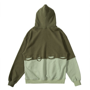 Sweat-shirt à capuche oversize à double couche pour femme, lavage à l'acide, port inversé, couture déchirée sur le devant, survêtement - Product Image 5