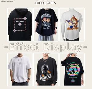 100% coton de marque surdimensionné décontracté court-longueur T-Shirt pour hommes personnalisé noir pour bouffée impression vierge Design surplus mode - Product Image 3