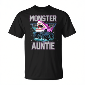 Camiseta Monster Truck Auntie negra con cuello en V y manga corta - Product Image 2