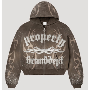 เสื้อฮู้ดซิปแบบมีซิปเต็มตัว ปี 2026 สำหรับงานปักและงานพิมพ์, เสื้อฮู้ดพิมพ์ลายด้วยเทคนิค DTG, เสื้อฮู้ดประดับคริสตัลแบบมีซิปเต็มตัว แฟชั่น - Product Image 3