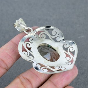 Vente en gros de pendentif en pierre précieuse de quartz rutile ovale naturel plaqué argent 925 bijoux faits à la main plaqué argent pour les fêtes - Product Image 4