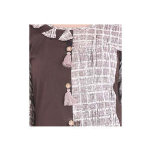 Robes de cocktail élégantes Kurti à carreaux marron festif pour les fêtes - Product Image 4