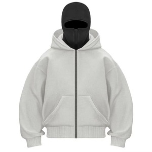 Venta al por mayor Sudadera con capucha unisex Full Zip up Streetwear Vintage Oversized Blank Full Face Zip up Hoodie para hombres - Product Image 4