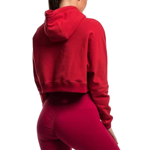 Alta calidad personalizado al por mayor de manga larga señora Top pulóver recortado francés Terry sudaderas con capucha para las mujeres 2025 - Product Image 5