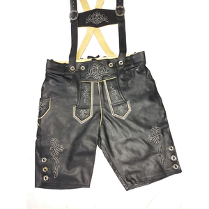 Le Pakistan fabrique des shorts en cuir de vachette noir rétro pour hommes High Street Style Solid Pattern Anti-Wrinkle Feature - Product Image 1