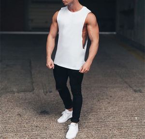 Camiseta sin mangas informal de gimnasio para hombre, camiseta sin mangas de punto negra transpirable de algodón 100% - Product Image 3