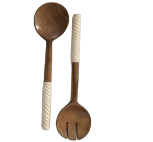 ช้อนตักสลัดทำจากไม้และเรซินมีด้ามจับทำจากเรซินชุดเซิฟเวอร์สลัดทำด้วยมือผลิตภัณฑ์ไม้สำหรับใช้ในครัวบ้าน - Product Image 4