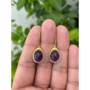 925 <b>Silver</b> <b>Drop</b> <b>Earrings</b> with Amethyst Water <b>Drop</b> Shape Featuring Quartz Pearl Diamond for Wedding Party or Gift - Product Image 1