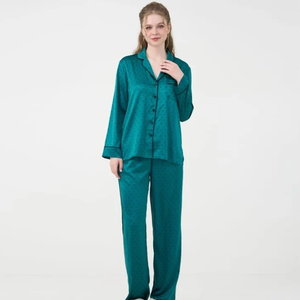 ชุดนอนแขนยาวผ้าซาตินสำหรับผู้หญิงชุดนอนเอวยางยืดสำหรับฤดูใบไม้ร่วง - Product Image 5