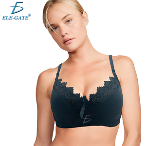 Women's Full Cup Lace Bralette Breathable and Adjustable Front Closure with Hook Fastener <b>Thin</b> <b>Wire</b> Free Push-Up Effect - Product Image 1