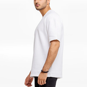 Camiseta personalizada de gran tamaño con hombros caídos para hombre, camisetas holgadas de algodón de color sólido con diseño personalizado para hombre - Product Image 3