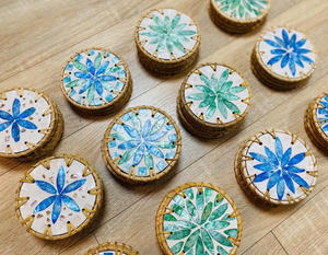 Mother of Pearl Shell Inlaid <b>Coaster</b> Elegant Handmade Drink Accessory - Product Image 1