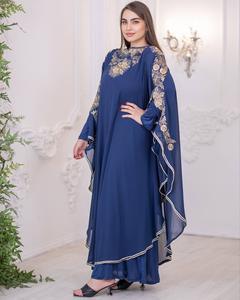 Robe caftan élégante en crêpe satinée marocaine, longueur au sol, respirante, blanche, takchita, taille standard pour femmes, fête de Nikkah - Product Image 4