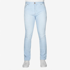 Ropa de calle de alta calidad Hiphop bien gastado Vintage desgastado parche rasgado diseñador hombres pantalones vaqueros azul claro hechos en Pakistán - Product Image 1