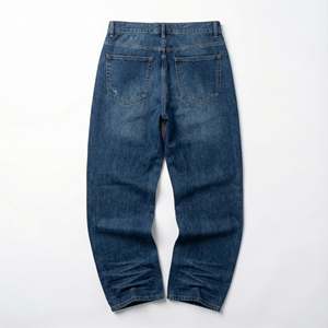 Jeans en denim mi-lourd pour hommes, strass personnalisés pour pantalon baggy déchiré, pantalon streetwear, pantalon Y2K, braguette à boutons hauts - Product Image 2