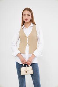 Gilet chemisier tricoté confortable et élégant pour femmes Tissu décontracté à la mode pour le bureau et un usage quotidien - Product Image 3