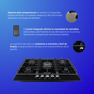 Cuisinière à gaz Shorbull 5 brûleurs avec plaque de cuisson en verre trempé, haute performance, robuste, vente en gros OEM - Product Image 4