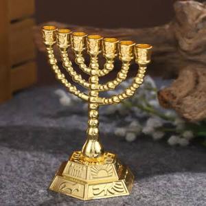 Customizable <b>Brass</b> Menorah Candle Stand with Gold Finish Home Decorative Christmas and Easter Holiday Decoration - Product Image 1