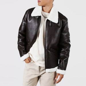 Chaqueta de piel de oveja de invierno para hombre de tamaño personalizado transpirable a prueba de viento High Street Stand Collar diseño impermeable frente de piel - Product Image 3