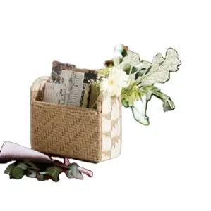 ตะกร้าใส่ของปอกระเจาทำจากหวายมาใหม่ตะกร้าจัดเก็บของแบบมีช่องใส่ของหลายช่อง - Product Image 4