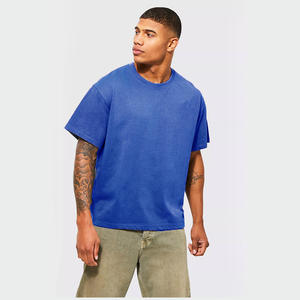 T-shirts décontractés coupe ample pour hommes confortables Logo personnalisé qualité de luxe t-shirts pour hommes 100% coton t-shirts à épaules tombantes pour hommes - Product Image 2