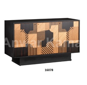 Almacenamiento de aparador de madera y metal de mango gris con 2 puertas para el hogar, sala de estar, pasillo y comedor - Product Image 3