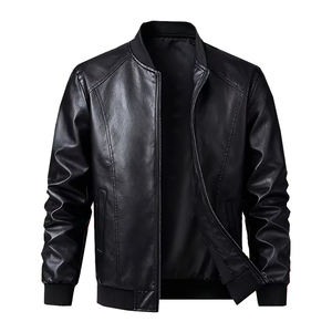 Blouson en cuir pour homme personnalisé, léger, col montant, élégant, pour la moto, avec poche latérale - Product Image 1