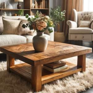 Mesa de centro de madera construida con madera maciza que ofrece durabilidad a largo plazo y una presencia elegante en la sala de estar. - Product Image 1