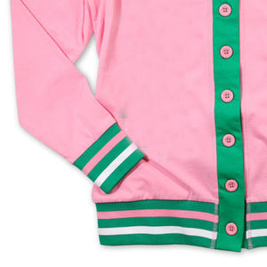 <b>Wool</b>/<b>Acrylic</b> Knitted V-Neck Cardigan University Sororities Sweaters Casual Patchwork Pattern Button Logo Autumn - Product Image 2